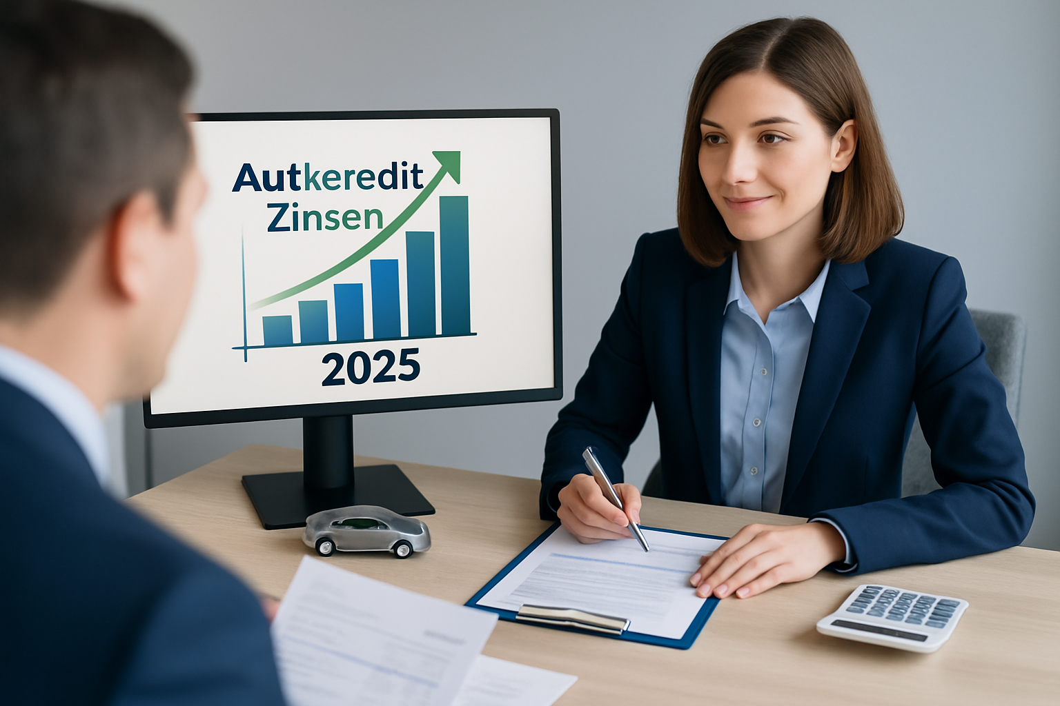 Autokredit Zinsen 2025 – Grafik zeigt Zinsentwicklung und Vergleich verschiedener Zinssätze