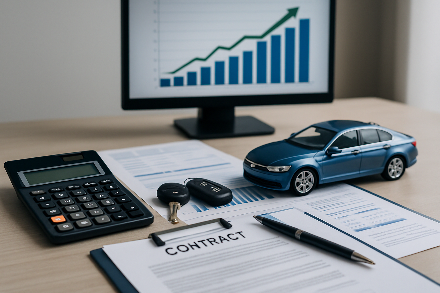 Grafische Darstellung einer Ballonfinanzierung mit niedrigen monatlichen Raten und hoher Schlussrate